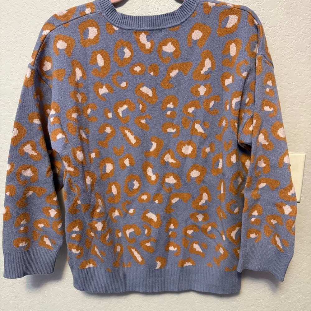 ninexis Blue and Orange leopard Sweater - Picture 2 of 3